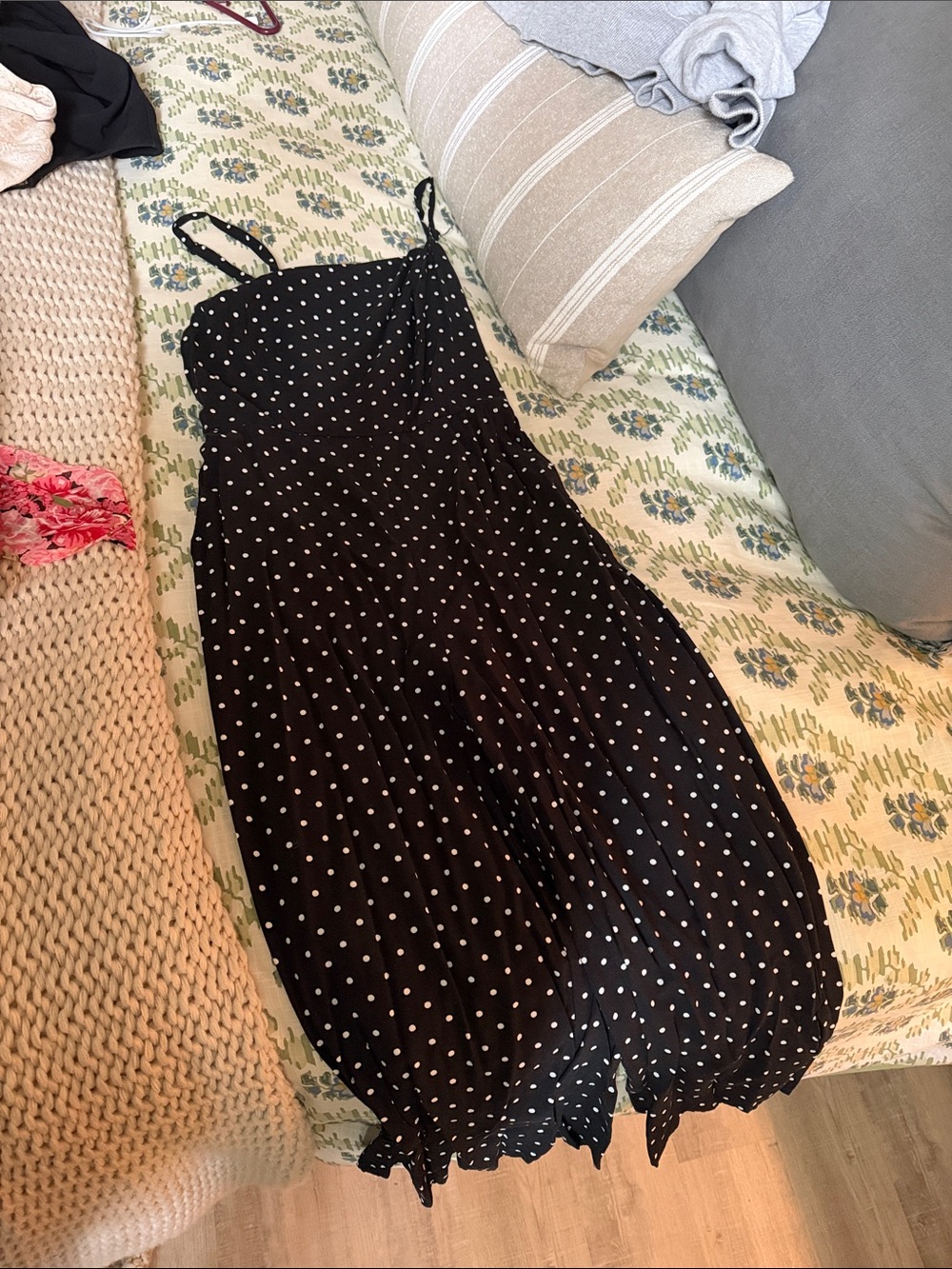Old Navy Black Polka Dot Wide-Leg Jumpsuit